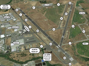 Image: Overhead view of Airfield Taxiways with graphics that identify details
