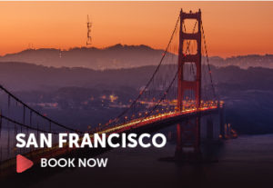 Image of San Francisco, California with text that says, "Book Now"