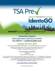TSA Pre-Check Event Flyer January 7—11, 2019