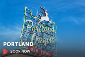 Image of Portland Oregon sign with book now button