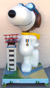 Image of a Statue of Snoopy, one of the many pieces of art on exhibit at the Charles M. Schulz Sonoma County Airport.