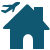 Graphic icon depicting house with an airplane flying overhead.