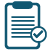 Graphic icon depicting a clipboard with a check mark.