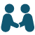 Graphic icon depicting two people shaking hands.