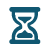 Graphic icon depicting an hourglass.