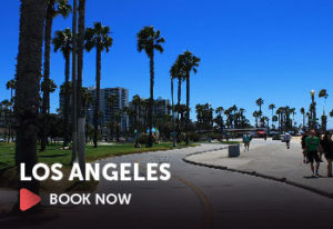 Image of Los Angeles, California with text that says, "Book Now"